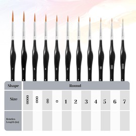 Hpmjz 11 pcs Detail Painting Brushes Set Miniature Paint Brush Tiny Tip Brush Set Acrylic Paint Brushes Supplies with Triangular Handles for Art Crafts Watercolor Oil Model Face Fine Detailing