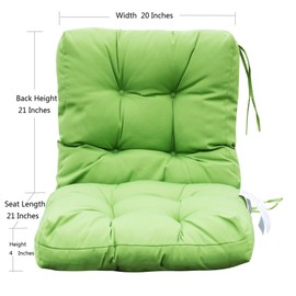 QILLOWAY Outdoor Seat/Back Chair Cushion Tufted Pillow, Spring/Summer Seasonal Replacement Cushions - Set of 2 (Green)