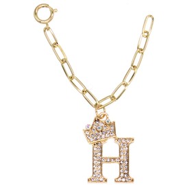 miwaki Bag Charm Initial Charm Keychain Initial Alphabet Crown Square Chain Women Accessories Gold charm01, Brass