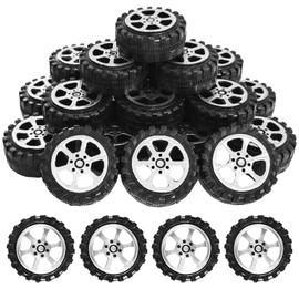 100 Pcs Plastic Roll 2mm Dia Shaft Toys Car Wheel for DIY Model Toy RC Car Truck Building Projects