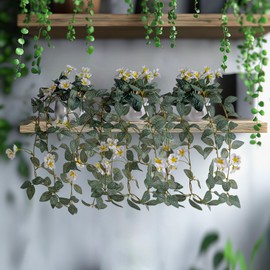 Bailikang 2PCS Fake Hanging Plants with Pots Faux Flowers Artificial Vines in Pots Greenery Fake Ivy Flowers Plants Artificial Hainging Basket Plant for Wall Home Bedroom Bathroom