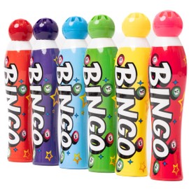 evelay Bingo Dabbers Pack of 6 | Mixed Colour Felt Tip Markers 40ml | Ticket Dobbers in Display Box | Smooth Clean Marking Pens for Bingo Games