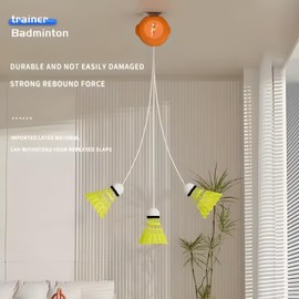 Amazefull Badminton Trainer, Rebound Badminton Training Tool, Adjustable Length Badminton Self Trainer Device with Birdie 3