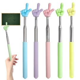 HABNI Pack of 5 Extendable Stainless Steel Children's Extendable Pointer Stick Colourful Finger Shape Pointer Stick Telescopic Teacher Pointer for Teaching Presentations Lectures Readings