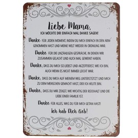 Hioni Liebe Mama Ich hab Dich lieb Vintage Tin Sign Poster Wall Decoration Metal Door Sign