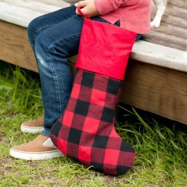 Viv&Lou Viv & Lou Red Buffalo Check Christmas Stocking 100% Cotton 7.5x16H