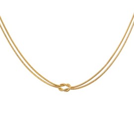 Qitian Gold Necklaces 18K Gold Plated Love Knot Necklaces Snake Chain Infinity Necklaces Adjustable Gold Jewelry Gifts for Women. (Fixed knot-Gold-Snake)