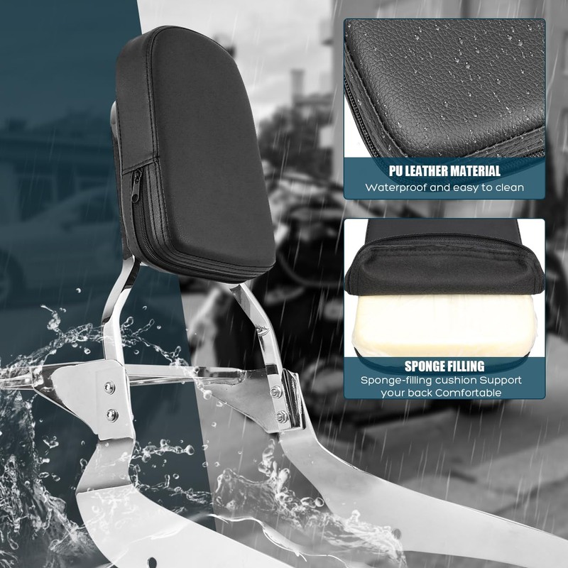 DSISIMO Chrome Backrest Sissy Bar With Luggage Rack Backrest Pad