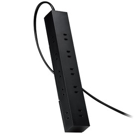 Elecom T-KF04-21020BK Power Tap, Rotating Function Tap, With Lightning Surge, Dust Shutter Included, Fixed & Hanging, 5 Top Surface, 5 Sides, 10 Outlets, 6.6 ft (2.0 m), Black