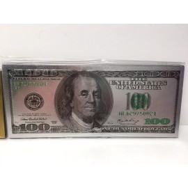 Lot of 2 Gold & Silver $100 Dollar Bill Fridge Magnet One Hundred Dollar