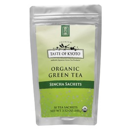 TASTE OF KYOTO Sencha Green Tea Sachets, Bulk Premium, 50 Count