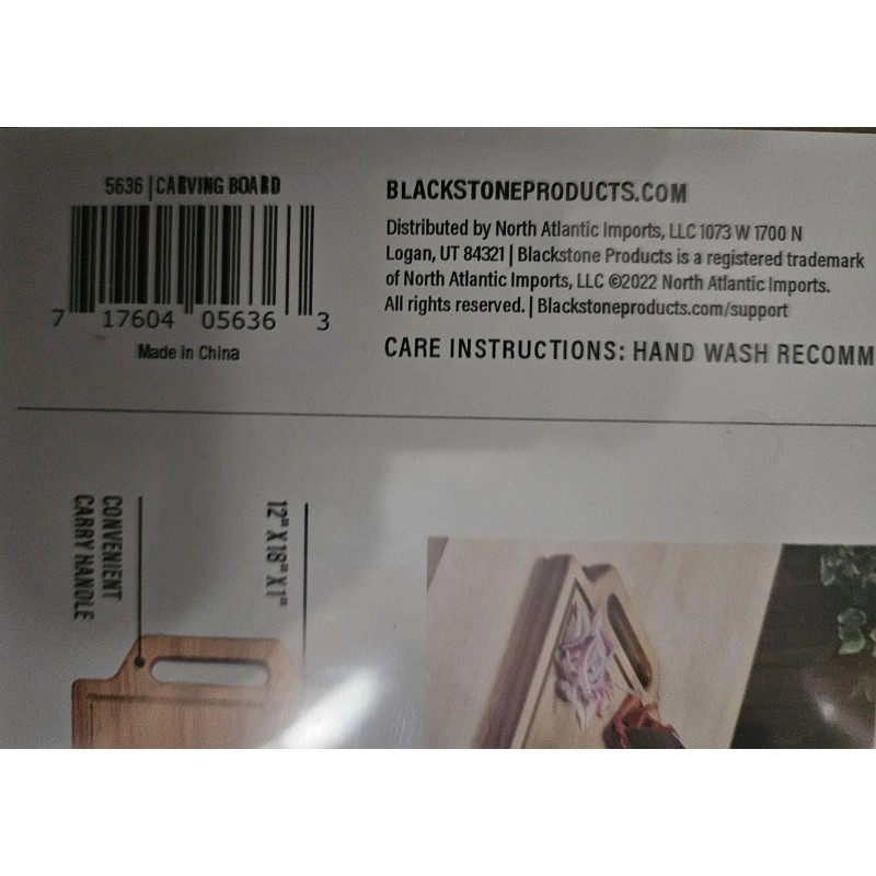 Blackstone Acacia Culinary Wood Carving Cutting Board 12"x 18"x 1",