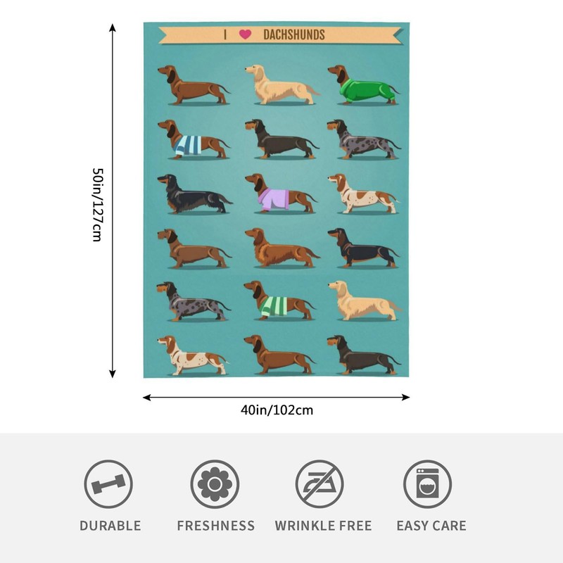 HGOD DESIGNS Dog Blankets Cute Dachshund Dog Pattern Blanket for