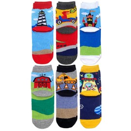 Jefferies Socks Boy's Space Pirate Dinosaur Fun Colorful Pattern Crew Socks 6 Pack, Multi, X-Small
