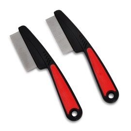 Flea Comb for Dogs and Cats, Pack of 2 Stainless Steel Lice Combs Cat Dog, Professional Dust Comb with Rounded Metal Tines, Pet Care Comb for Pest Protection, Removing Fleas, Tearing Stains, Crust