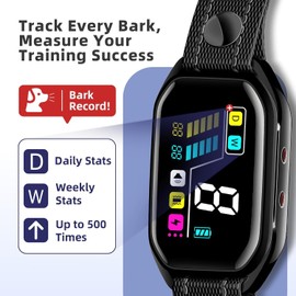 [2025 New Tech] 2 Pack Smart Bark Collar with Bark Tracking for Large Medium Small Dogs 8-130lbs, Rechargeable Anti Barking Training Collar with 9 Adjustable Sensitivity & 4 Shock Levels (Black)