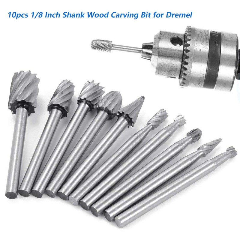 Saipor 5pcs 1/4" Shank Rotary Rasp File Burr Set Woodworking
