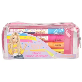 Depesche TOPModel 3555 Neon Decomarker, 4 Pens in Pink, Orange, Light Blue and Yellow, Line Width Approx. 2 mm