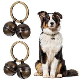 Wamu 2 Pcs Dog Bells for Pet Tracking, Extra Loud Cat Copper Bells for Collar, Vintage Small Brass Charms Pendant for Pet Anti Lost Tracker Training Accessories