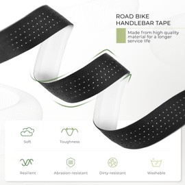 ROCKBROS Bicycle Handlebar Tape Breathable Road Bike Handle Straps Durable Grip Tape Cycling Handle Wraps Non-slip Shock-absorbing for Road Bike Urban Bikes with Ending Tape and Handlebar Plug