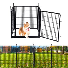 Getlay Tall Garden Fence,Wide Gate Low Threshold Fence for Garden, 32in(H) 4 Panels Total 8.9 Ft(L) Animal Barrier Fence, Flower Bed Fencing, Dog Fence Outdoor for Yard