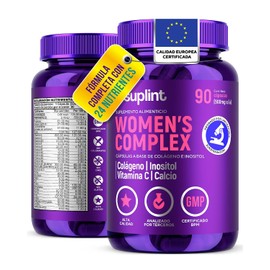 Vitaminas Mujer Colágeno Hidrolizado Inositol Biotina Ácido Fólico Complejo Multivitamínico Nutrientes Suplemento Diario Gluten Azúcar Cápsulas