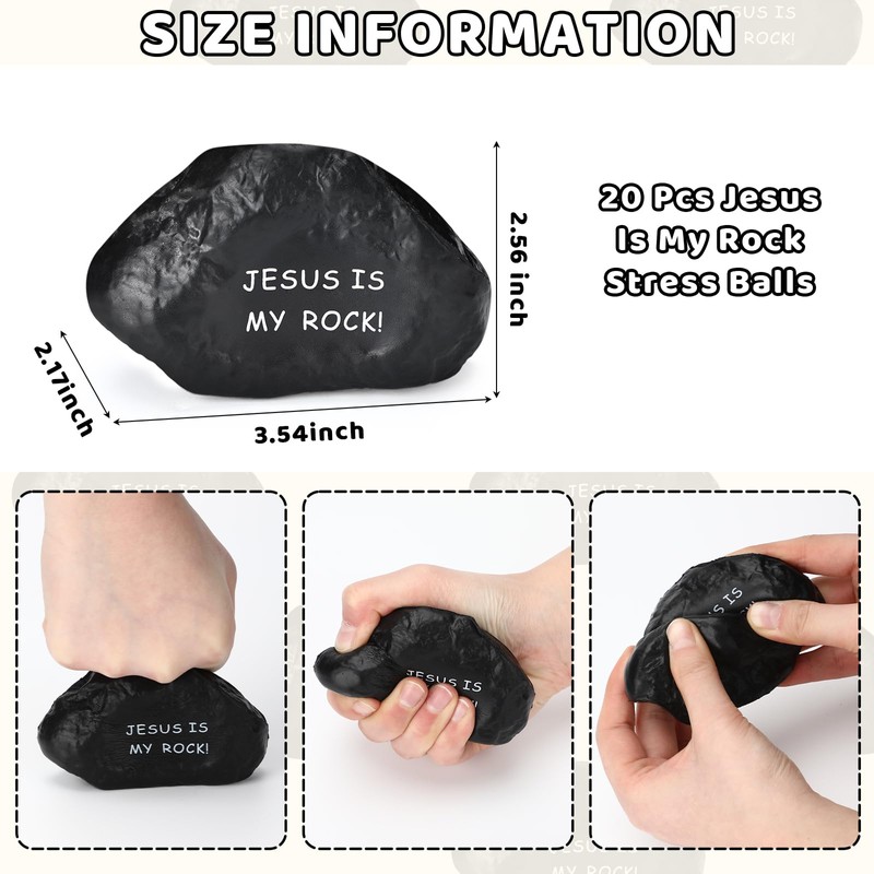 Simgoing 20 Pcs Jesus is My Rock Stress Balls Gift