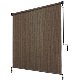 MEOOEM Sunshades Roller Shade Blinds 6' W X 6' H for Porch Pergola Balcony Patio Backyard Deck or Outdoor Spaces 95% UV Protection, Mocha