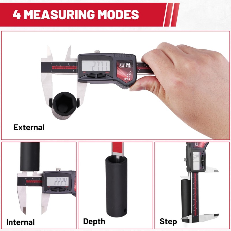 Standard Gage IP67 Digital Caliper Measuring Tool 0-6" Range, ±0.001"