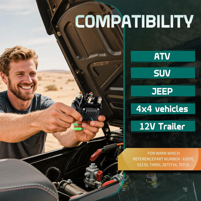 12V 250A Winch Solenoid Relay Contactor with 6 Protecting Caps