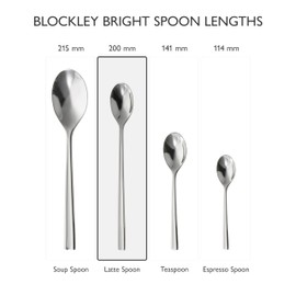 Robert Welch Blockley Bright Long Handled Spoon, Set of 4. Suitable for Latte, jam and ice Cream. Made from Stainless Steel. Dishwasher Safe.