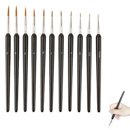HABNI 10 Stück Feine Pinsel Set, Acryl Pinsel Aquarell Modellbau Malpinsel für Acrylmalerei, Feine Pinsel Set, ， Malen Nach Zahlen Dünne Klein, Detail Miniatur Künstlerpinsel Paint Brush