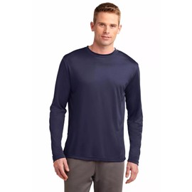 Clothe Co. Mens Long Sleeve Tee Shirts Moisture Wicking Dry Fit T-Shirts (Available in Big & Tall), Navy, LT
