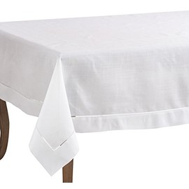 SARO LIFESTYLE 6300.W70140B Rochester Collection Hemstitched Border Tablecloth 70" x 140" White