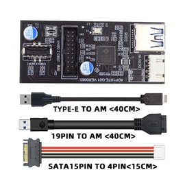 Cablecc 19/20Pin Header or Type-E to 5Gbps USB 3.0 20Pin & Type-E Dual Ports Female PCBA Type Adapter Splitter 1 to 2 HUB