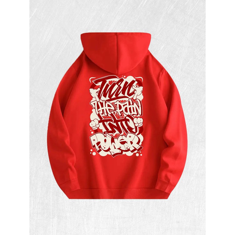 Graffiti "Turn Pain Into Power" Graphic Hoodie 100% Cotton US