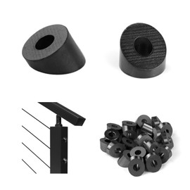 Muzata 20 Pack 1/4" ID Black Cable Railing Angle Washer 25 30 35 Degrees T316 Stainless Steel Black Angle Beveled Washer for 1/8" 5/32" 3/16" Cable Railing Hardware Kit CR25