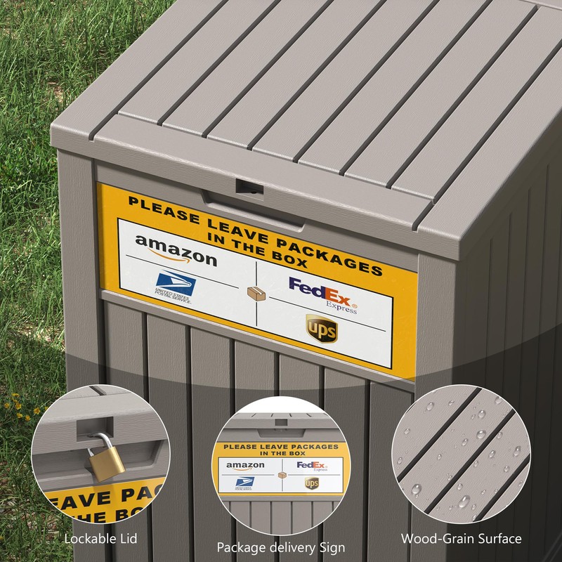 LHBGO Package Delivery Box for Outside, with Delivery Sign 48