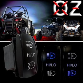 OZ-USA HI/LO On/Off/On Rocker Switch 4-Pin Blue LED Backlit for Can-Am Polaris Truck RV