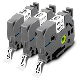 Pristar Compatible with Brother TZe-231 TZe231 TZ-231 TZe 12 mm 0.47 Laminated White Label Tapes for Brother P-touch PT-H100R PT-D400 H105 E100 PT-1000 PT-H110 H101 H107B D210 H100L B D410 E110VP H200