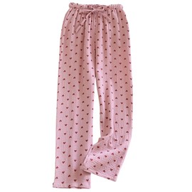 DAYCLOSET 206 Women's Room Wear Pants, Pajamas, 100% Cotton, Double Gauze, Elastic Waist, Thin, Spring, Summer, Autumn,, Pink