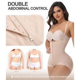 M MYODRESS Fajas Colombianas Moldeadoras Shapewear For Women High Waisted Tummy Control Body Shaper Butt Lifter Curvy Faja Postpartum Stage 2 Faja Post Surgery Compression Garment Beige XS
