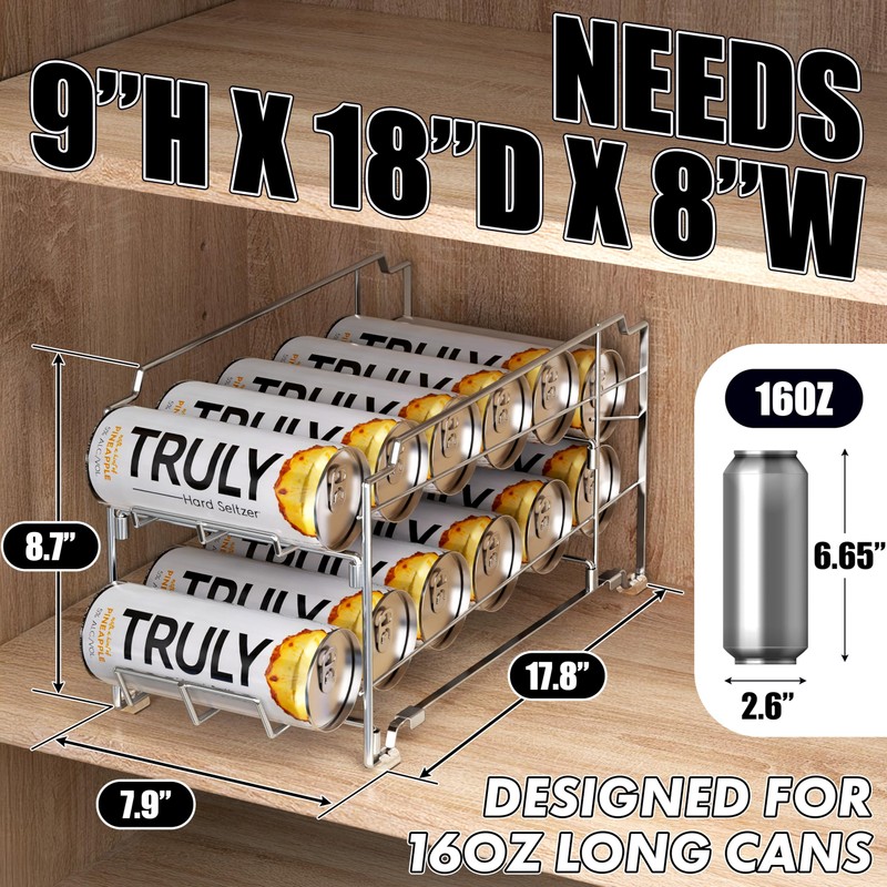 Simple Houseware 2PK Front Loading Tall skinny Can Dispenser, Chrome