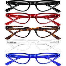 5 Pack Reading Glasses Blue Light Blocking Small Cateye Glasses for Women Filter Lightweight Spring Hinge Readers Anti Glare Eyeglasses +1.75