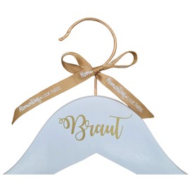 Wedding Anniversary Coat Hanger with Exclusive Copper Hook and Text in Modern Calligraphy Great Gift for Bride Groom Maid of Honour Best Man (Copper, Bride, Gold)