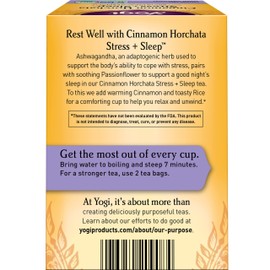 Yogi Tea Cinnamon Horchata Stress & Sleep - 16 Tea Bags per Pack (4 Packs) - Organic Sleep Tea - Supports a Restful Sleep - Includes Ashwagandha, Passionflower & Apple Cider Vinegar