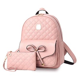 I IHAYNER 2-PCS Girls Fashion Backpack Bowknot Cute Mini Backpack PU Leather Rucksack Purse for Women COMET