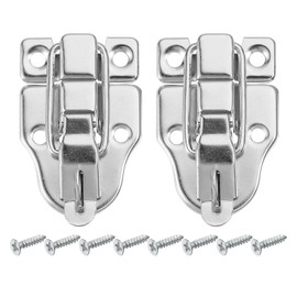 QUARKZMAN Pack of 2 Duckbill Toggle Clasps with Padlock Hole, Metal Box Toggle Clasp, Chest Clasp with Screws for Jewellery Boxes, Wooden Boxes Decoration, Silver