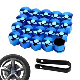 DHWEKU 17 mm nut covers, wheel nut caps, hexagonal tyre nut covers, pack of 20 universal tyre nuts, wheel bolt caps, wheel nut cap with removal tool