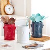 WAIT FLY Embossed Rooster Porcelain Kitchen Utensil Holder Flatware Storage